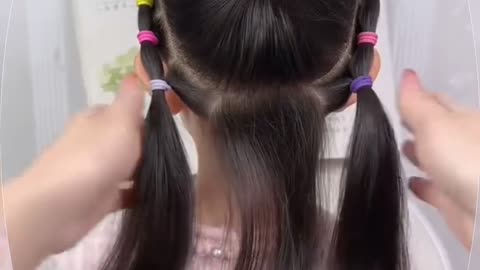 Create a Playful and Colorful Twisted Ponytail for Kids #hairblogz #7