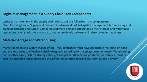 Advantages of a course in Logistics & Supply Chain