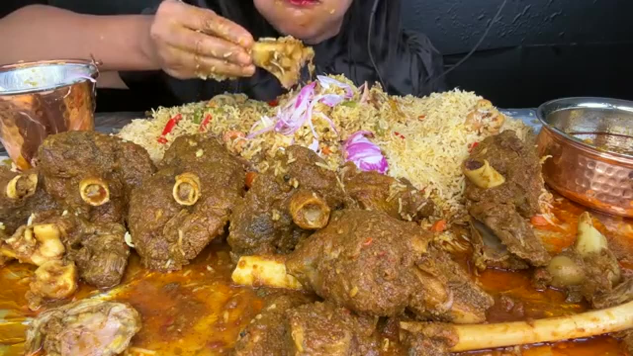 SPICY__MUTTON_KORMA_CURRY,VEG_PULAO,RAITA__ASMR_EATING_