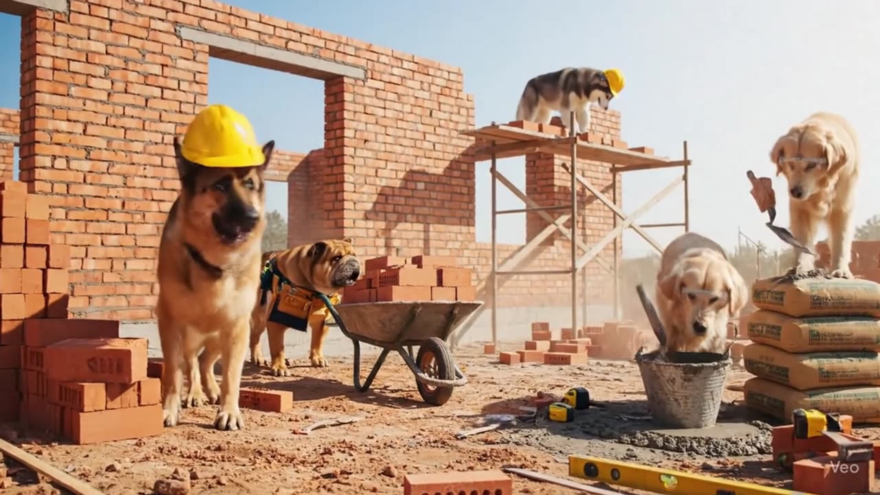 Unbelievable! Dogs Constructing a Real House