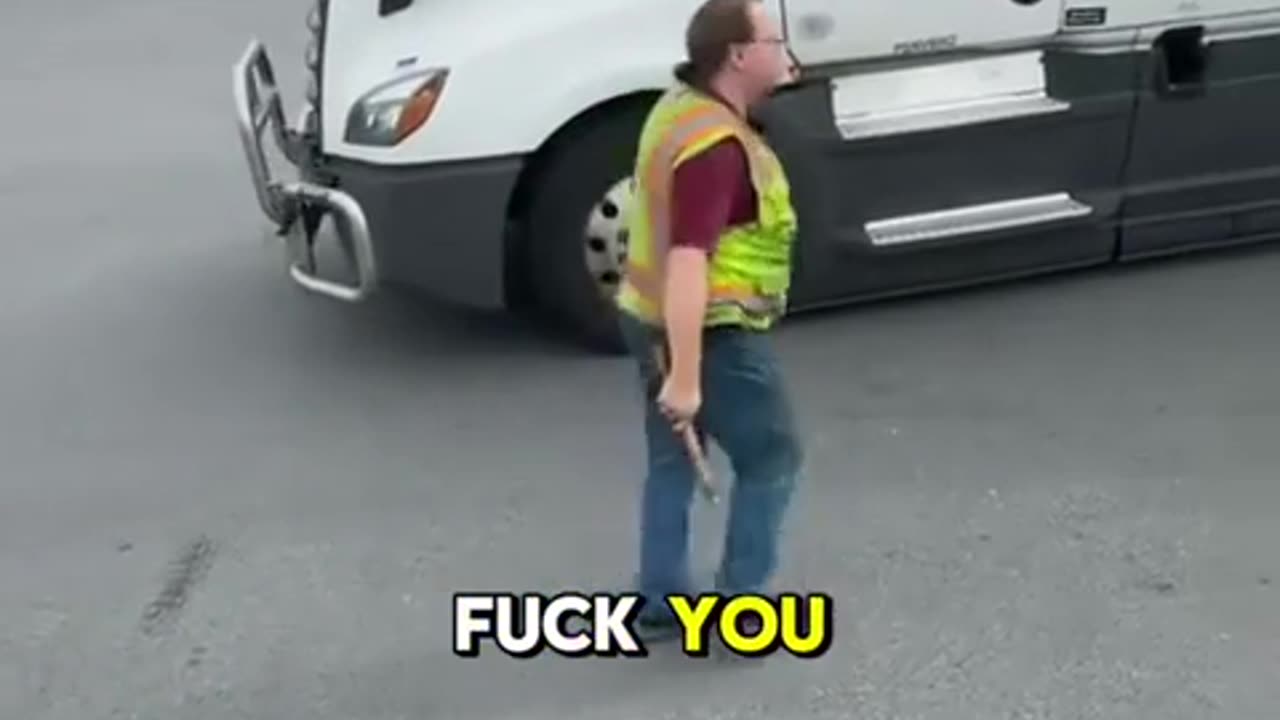 Truck driver instructor threatens another driver with a knife