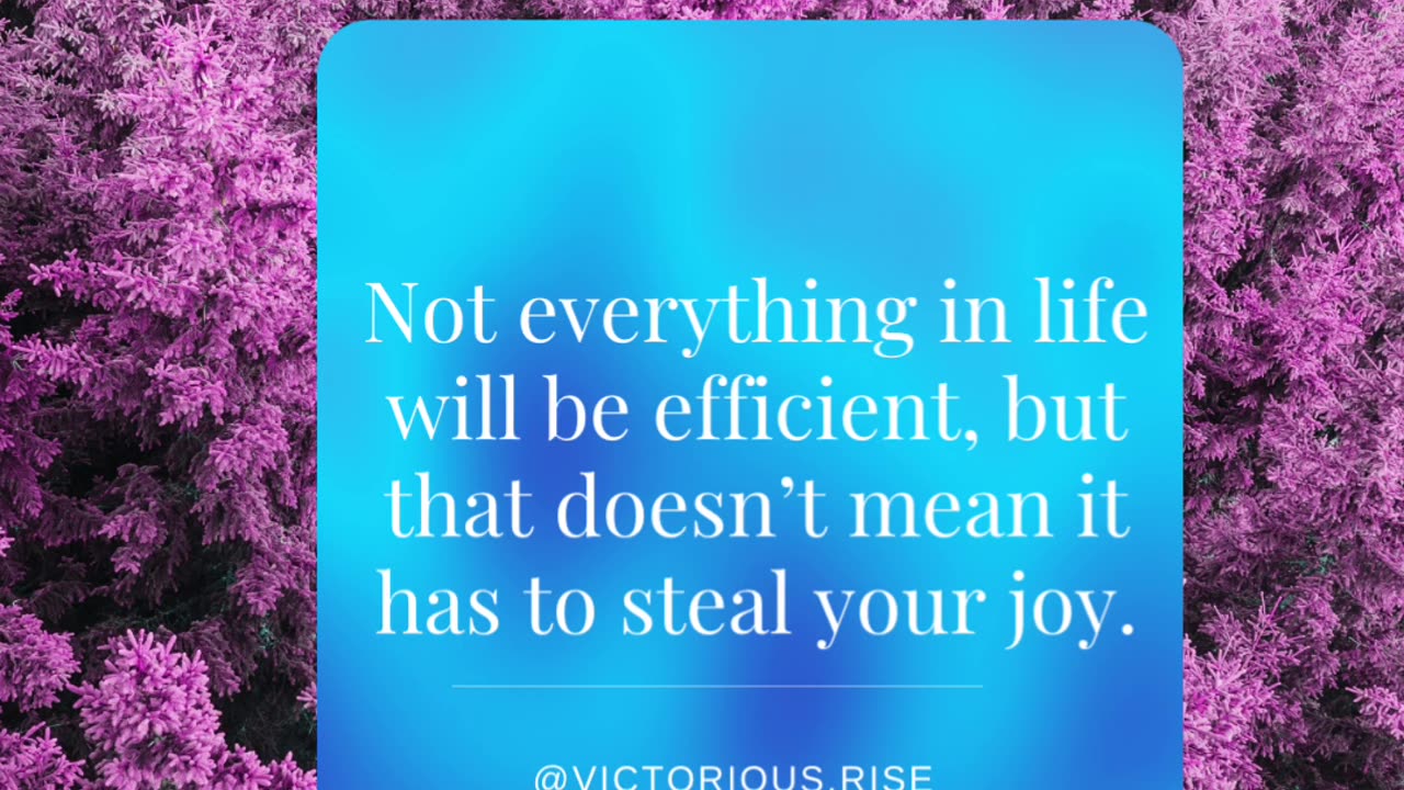 Joy Greater than Efficiency