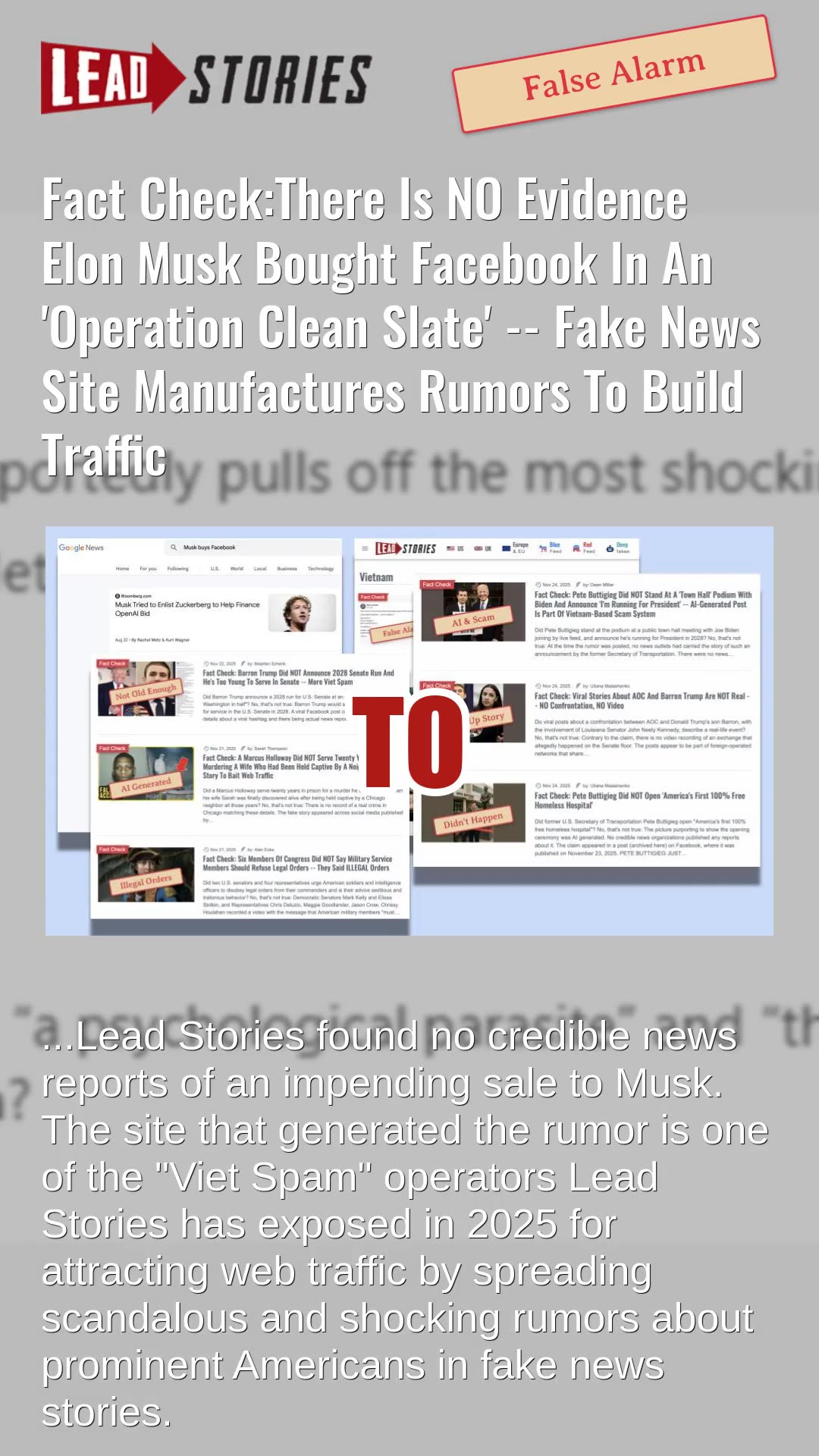 Fact Check:There Is NO Evidence Elon Musk Bought Facebook In An Operation Clean Slate