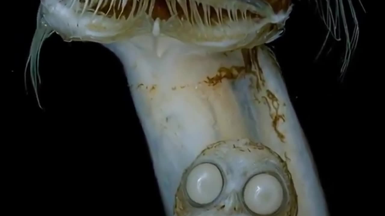 Telescopefish (Gigantura chuni), a rare deep-sea creature known for its eyes