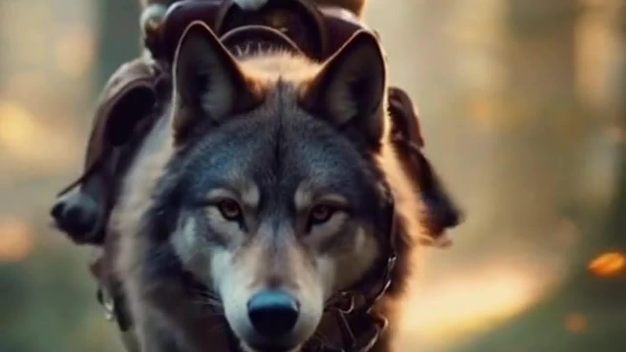 The Brave Cat Riding the Majestic Wolf