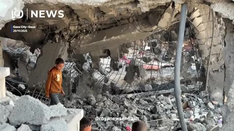 Gazans inspect damage after ‘Israeli’ strike on Ministry of Endowments