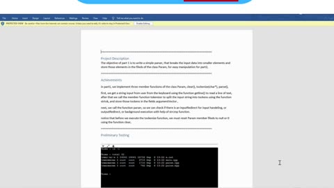 Student Work(Project)|COP4634 Project 1 Report :myshell.cpp + parse.cpp Output Video|UWF