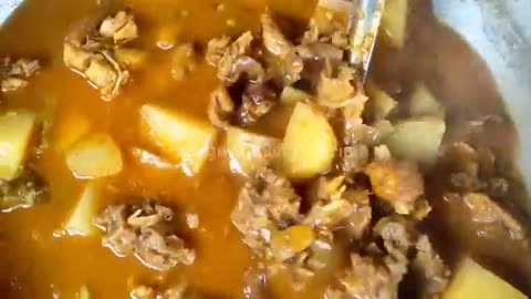 CHICKEN MEAT CURRY recipe cooking &eating by rural grandma and grandpa||
