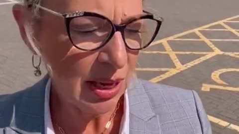 Katie Hopkins reads a statement outside Exceter Police Station