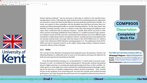 Student Work (Dissertation) | COMP9005 Machine Learning for Disease Detection | University of Kent