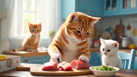 Strawberry Chaos: Mama Cat Bakes a Purrfect Birthday Cake! 🎂🍓