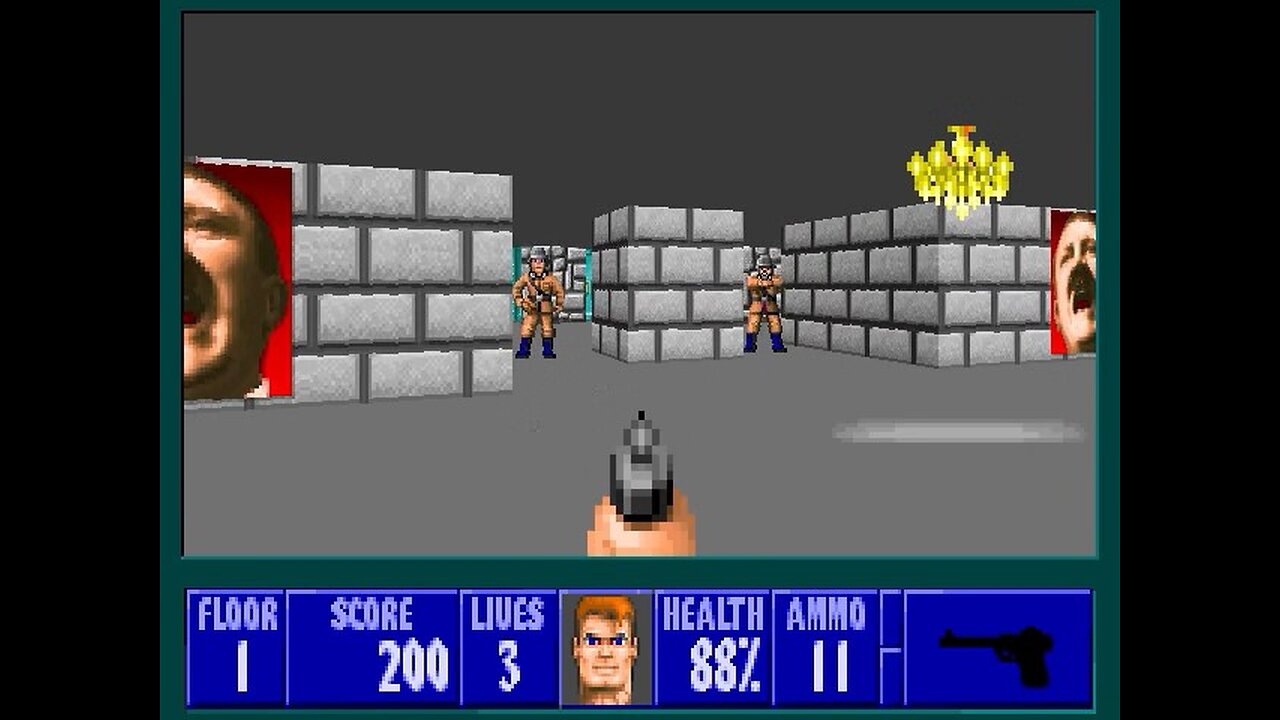 Wolfenstein 3D, DOS, 1992 - 100% Complete, Episode 4 Floor 1 (A Dark Secret)