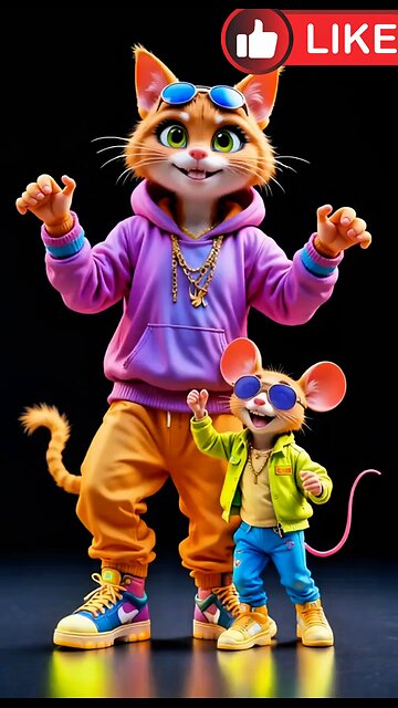 I, the cat, am teaching my dear friend the mouse to dance. Please teach your friend too. AI video