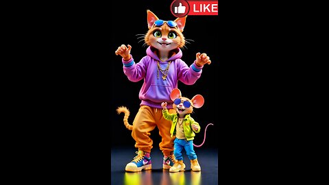 I, the cat, am teaching my dear friend the mouse to dance. Please teach your friend too. AI video