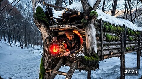 Building a Winter Tree Shelter_ Staying Warm in the Snowy Forest