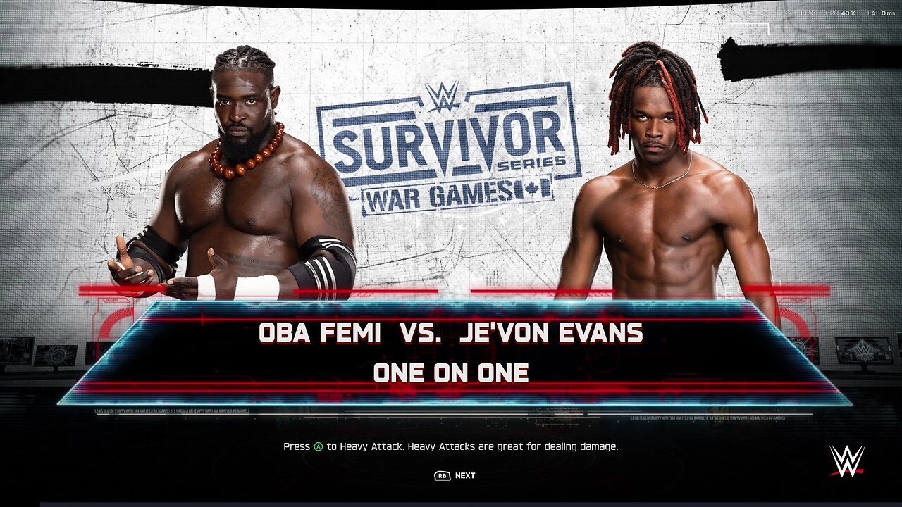 WWE 2k25 Oba Femi vs Je'von Evans