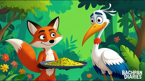 सारस और लोमड़ी की दावत 🦊🐦 | बच्चों की नैतिक कहानी | Hindi Moral Story | Bachpan Diaries