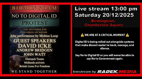 Livestream - Say NO to digital ID - Birmingham, 20th December 2025