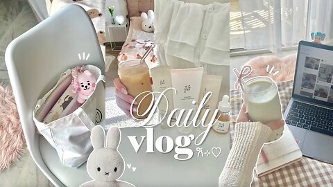 Daily vlog 🐰study with me, making matcha, café hopping, Korean market, cozy night, student diaries
