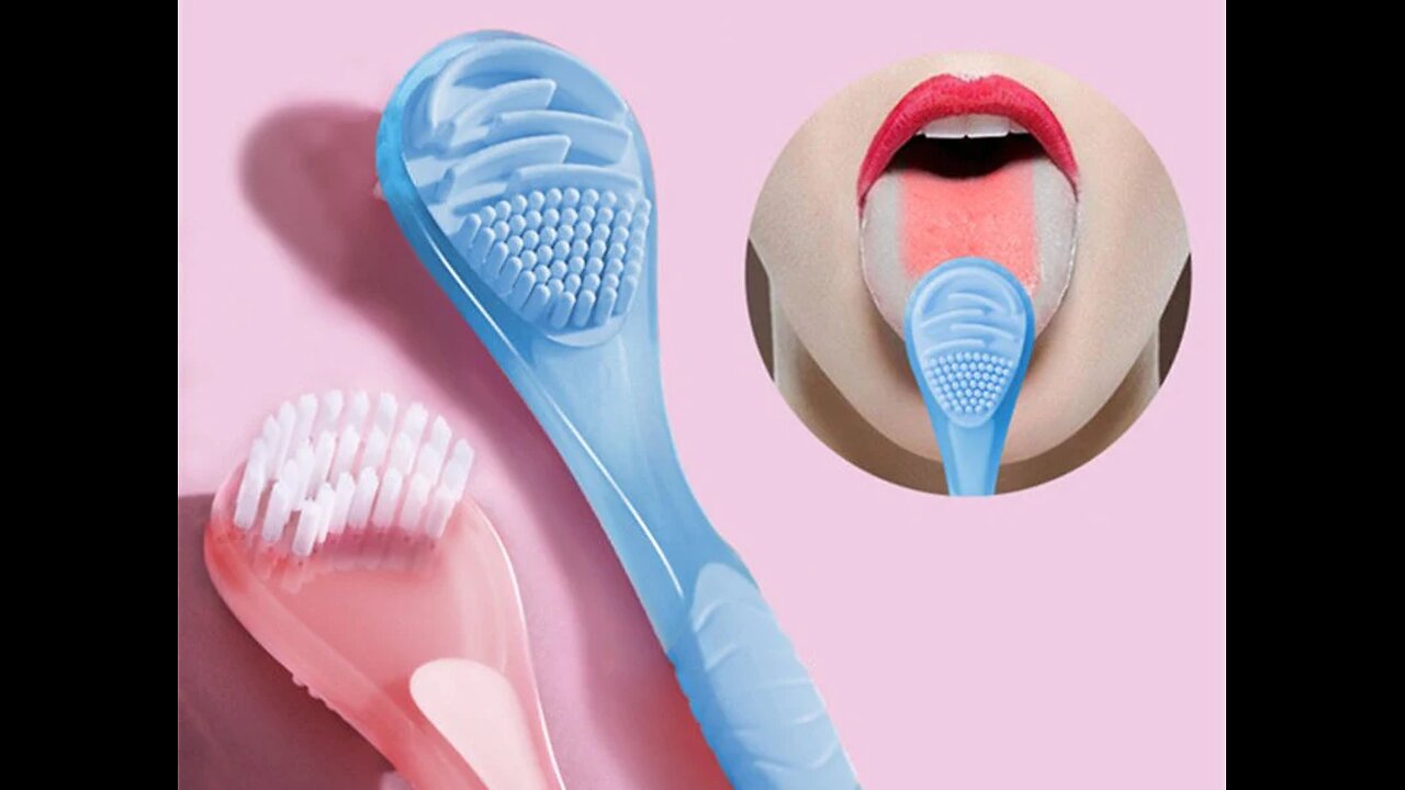 Double-sided Tongue Scraper Set, with Soft Bristles and Message Particles (2-Pack)