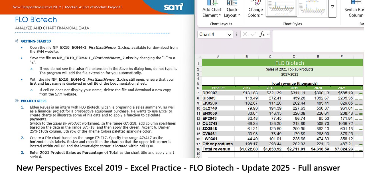 New Perspectives Excel 2019 | Module 4: End of Module Project 1 | FLO Biotech (Update 2025)