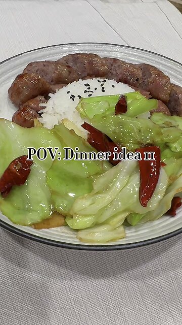 Dinner idea 11 | Bratwurst with Chinese Szechuan cabbage stir fry