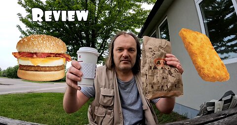 A&W Restaurant Egg Sausage Bacon Cheddar breakfast sandwich Organic Coffee with Vanilla Shot Review