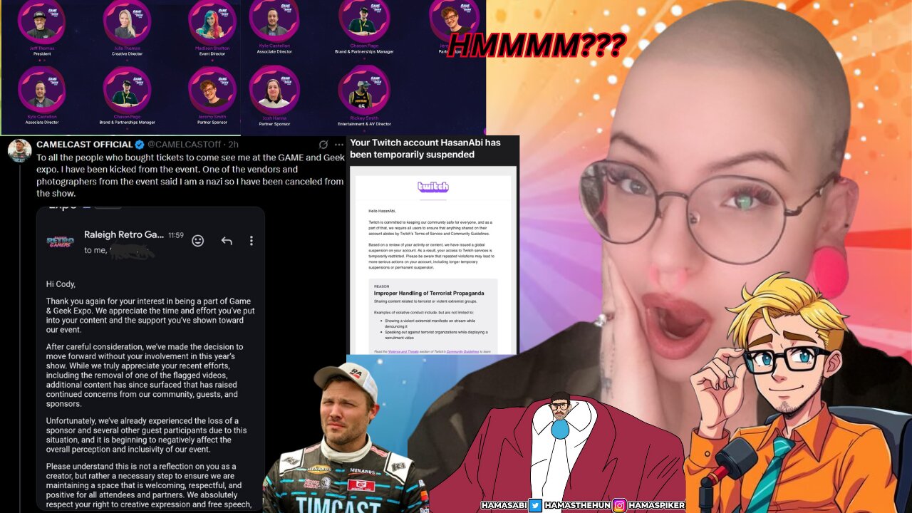 CAMELOT KICKED from Game and GEEK EXPO! Hasan Piker Temporarily BANNED from Twitch!