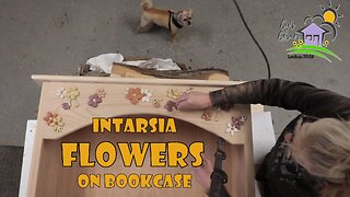 Intarsia Flowers on Bookcase