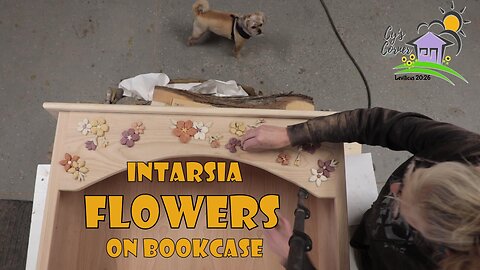 Intarsia Flowers on Bookcase