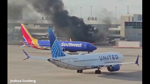 Passengers seen running through the smoke as an AA flight catches fire at Denver International