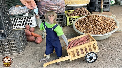 YiYi goes to the market to buy sweet potatoes and ask mom make cakes for YinYin
