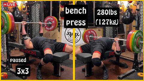 3x3 w/ 280lbs (127kg) Pause Bench Press