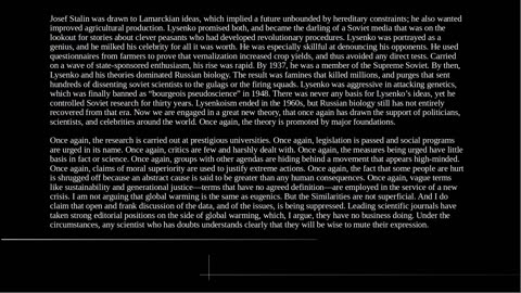 Michael Crichton's State of Fear APPENDIX I: A reading