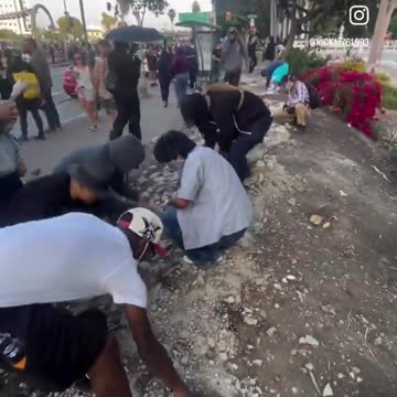 Anti-ICE rioters load up with rocks to throw at police