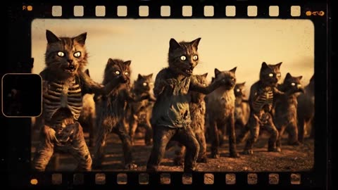 Zombie Cat Army Dances to Thriller (1 Hour Loop, Spooky Vibes)