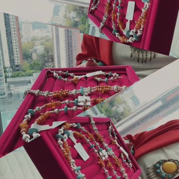 20250709-2 Turquoise & Orange Spiny Oyster Bracelet: Seaside Rhythm Abacus on the Wrist