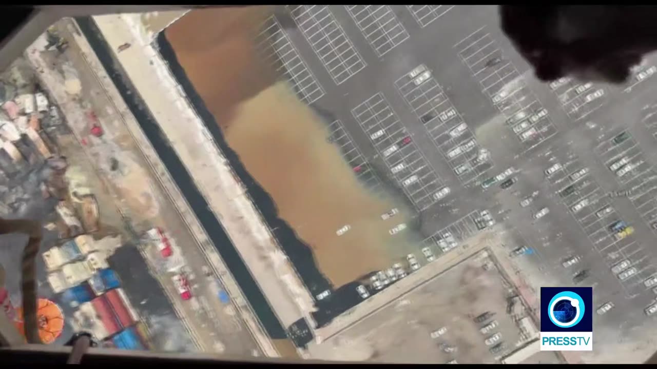 Footage shows parts of firefighting operations at Shahid Rajaee Port