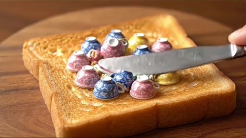 Spreading Fine China On Toast #ai #relaxing #glasscutting #asmr #aiasmr #satisfying