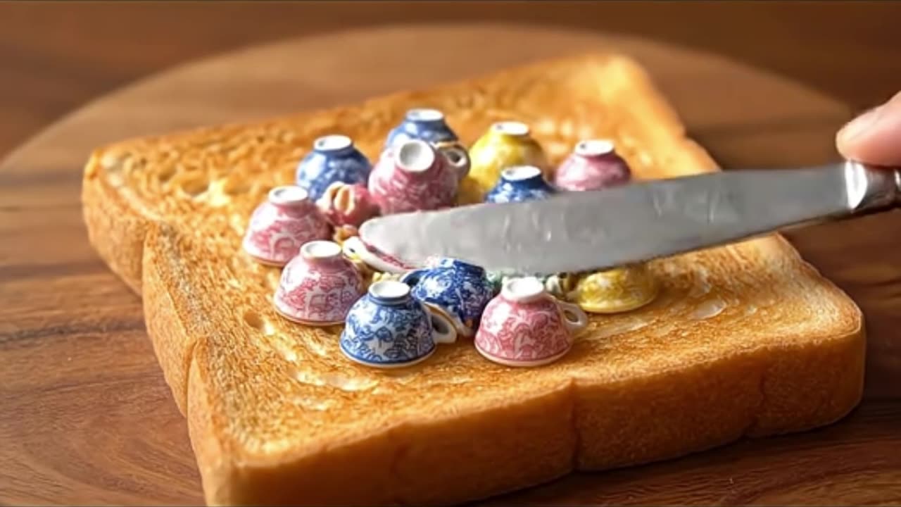 Spreading Fine China On Toast #ai #relaxing #glasscutting #asmr #aiasmr #satisfying