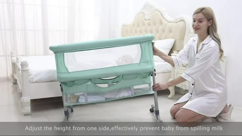 3-in-1 Bedside Crib With Mosquito Net, Large Storage Bag, Comfortable