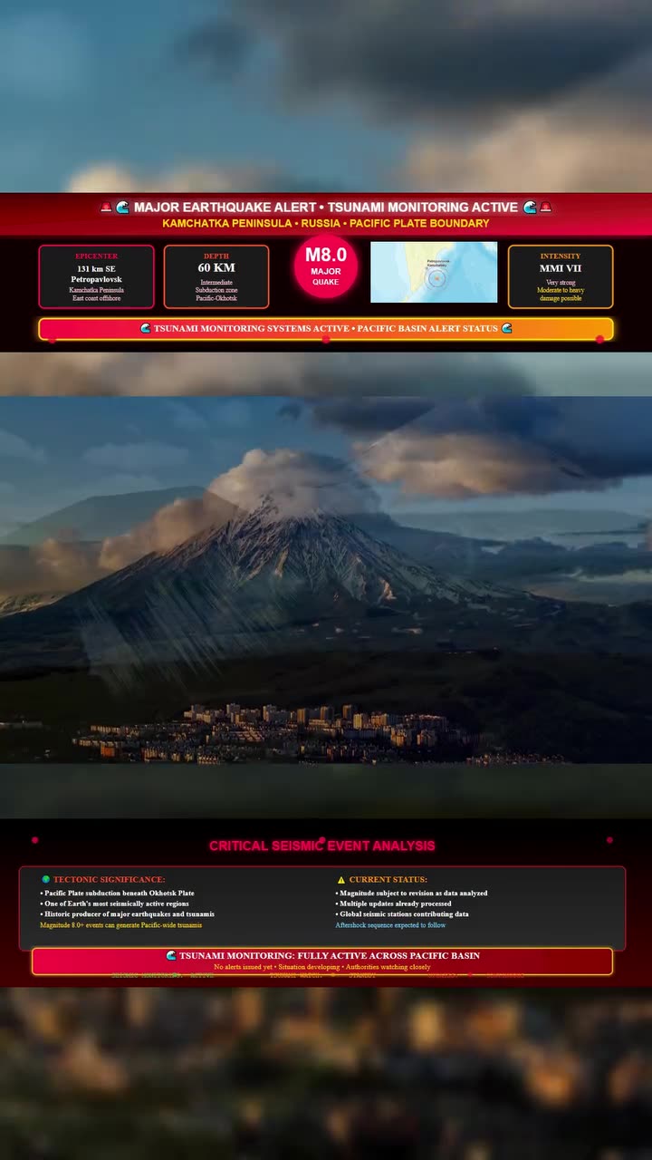 🚨 BREAKING NEWS: Massive Magnitude 8.7 Earthquake Strikes Off Kamchatka Russia 🚨