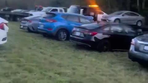 Farmer got a squad of tow trucks to remove cars parked on his land without his permission
