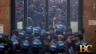 Clashes break out as Italians strike demanding action over Gaza