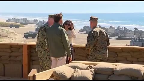 J.D. Vance and Usha watch Marine Corps combat demonstration at Camp Pendleton.