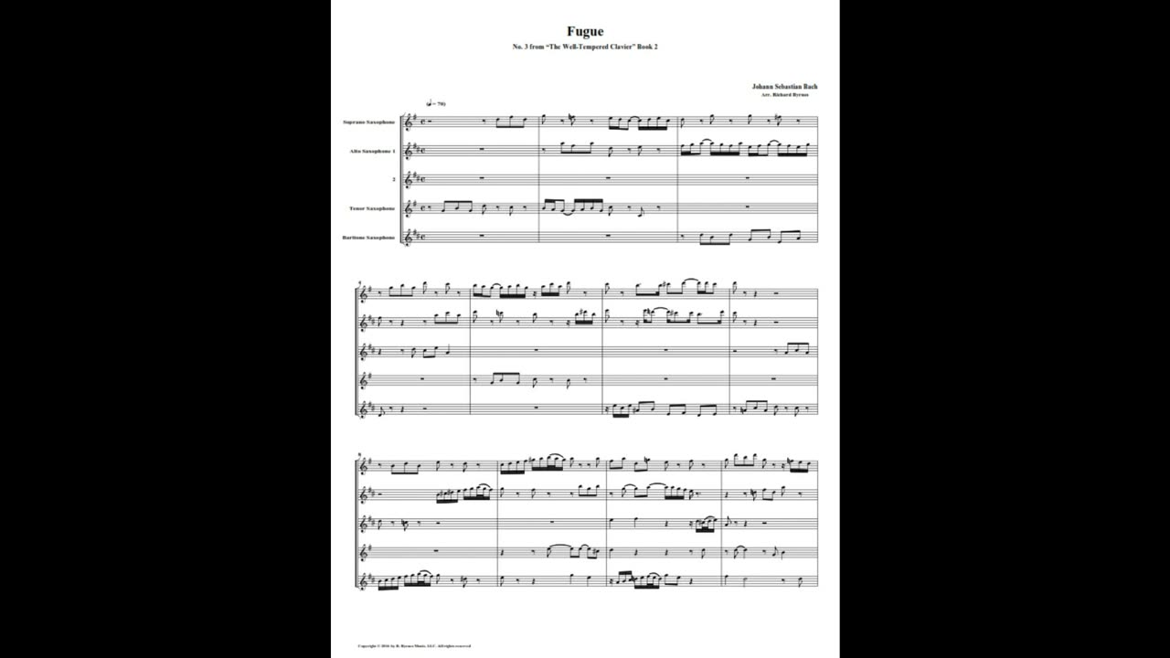 J.S. Bach - Well-Tempered Clavier: Part 2 - Fugue 03 (Saxophone Quintet)