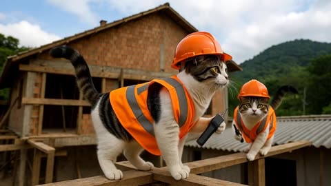 Funny Cats at Work 😂🐱 | This Went Totally Wrong!” “Cats Trying to Work on a Construction