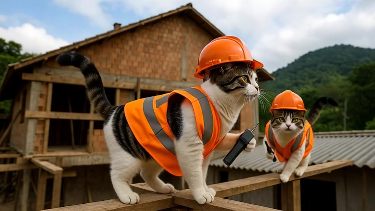 Funny Cats at Work 😂🐱 | This Went Totally Wrong!” “Cats Trying to Work on a Construction