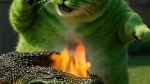 Today was a full meal | Green Cat [AI]