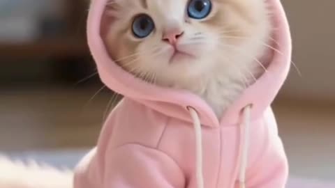 This baby cat in a hoodie just broke the internet! 😻✨